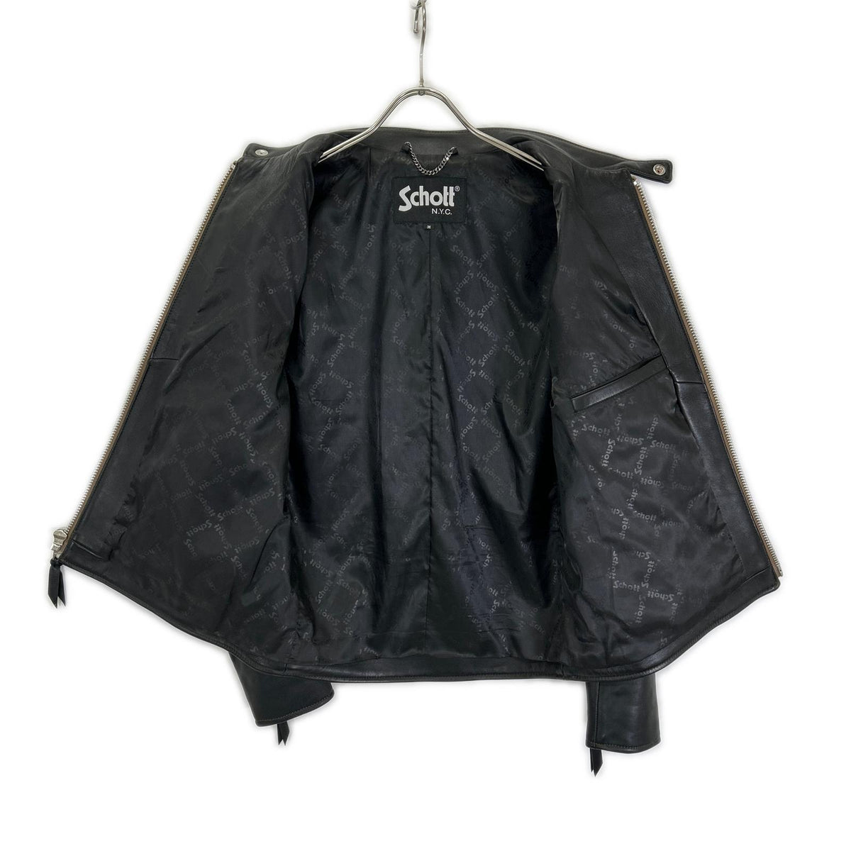 schott Cafe Racer Single Rider Leather Jacket Black Size M