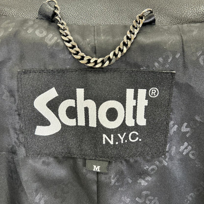 schott Cafe Racer Single Rider Leather Jacket Black Size M