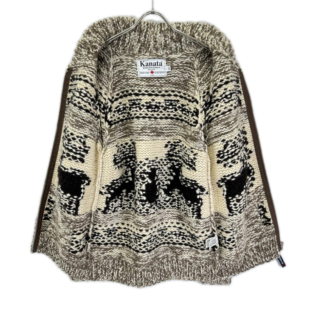 KANATA Cowichan Zip-Up Wool Cardigan Multi Size 42