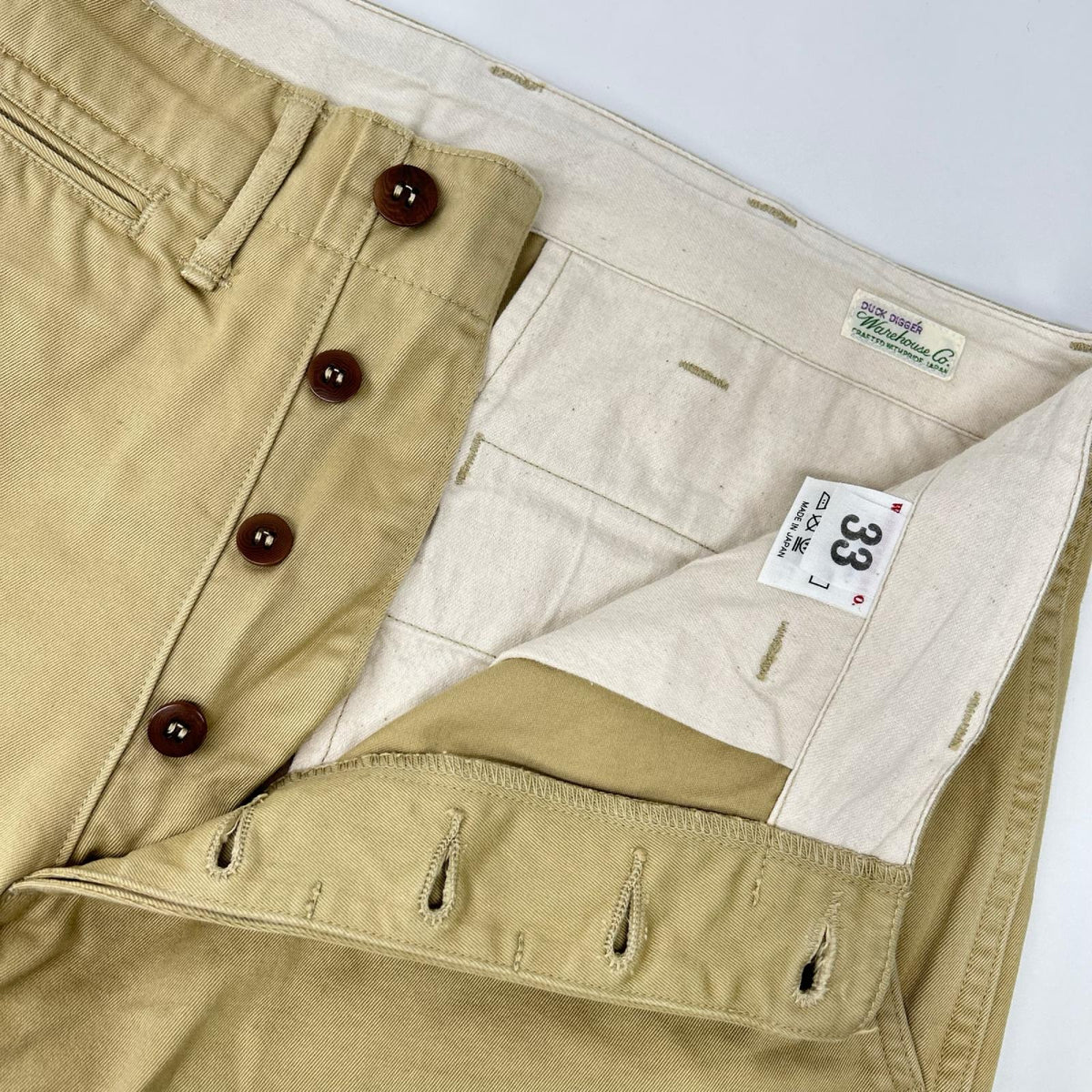 WAREHOUSE Duck Digger Chino Pants Beige Cotton Size 33