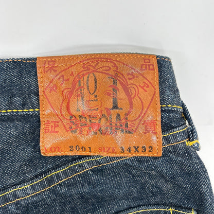 EVISU 2001 No.1 Special Gull Paint Selvedge Jeans Size 34
