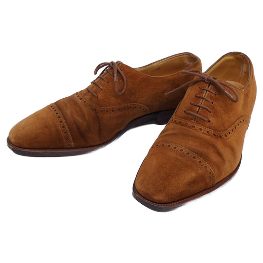 JOHNLOBB Avon Suede Punched Cap Toe Shoes Brown Size UK 8