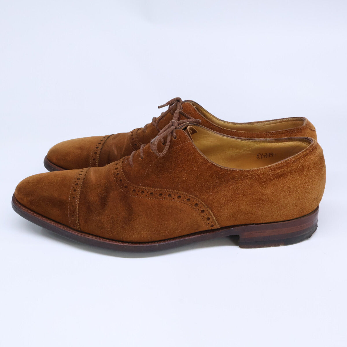 JOHNLOBB Avon Suede Punched Cap Toe Shoes Brown Size UK 8