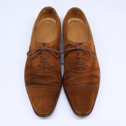 JOHNLOBB Avon Suede Punched Cap Toe Shoes Brown Size UK 8