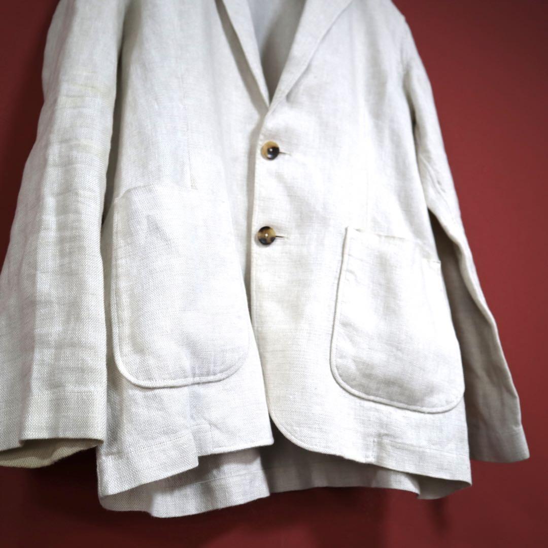 Lardini Off-White Linen Oversized Tailored Jacket Size S