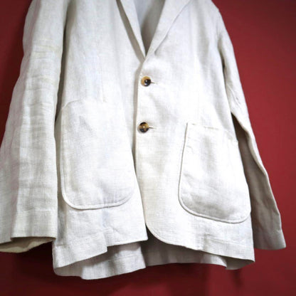Lardini Off-White Linen Oversized Tailored Jacket Size S