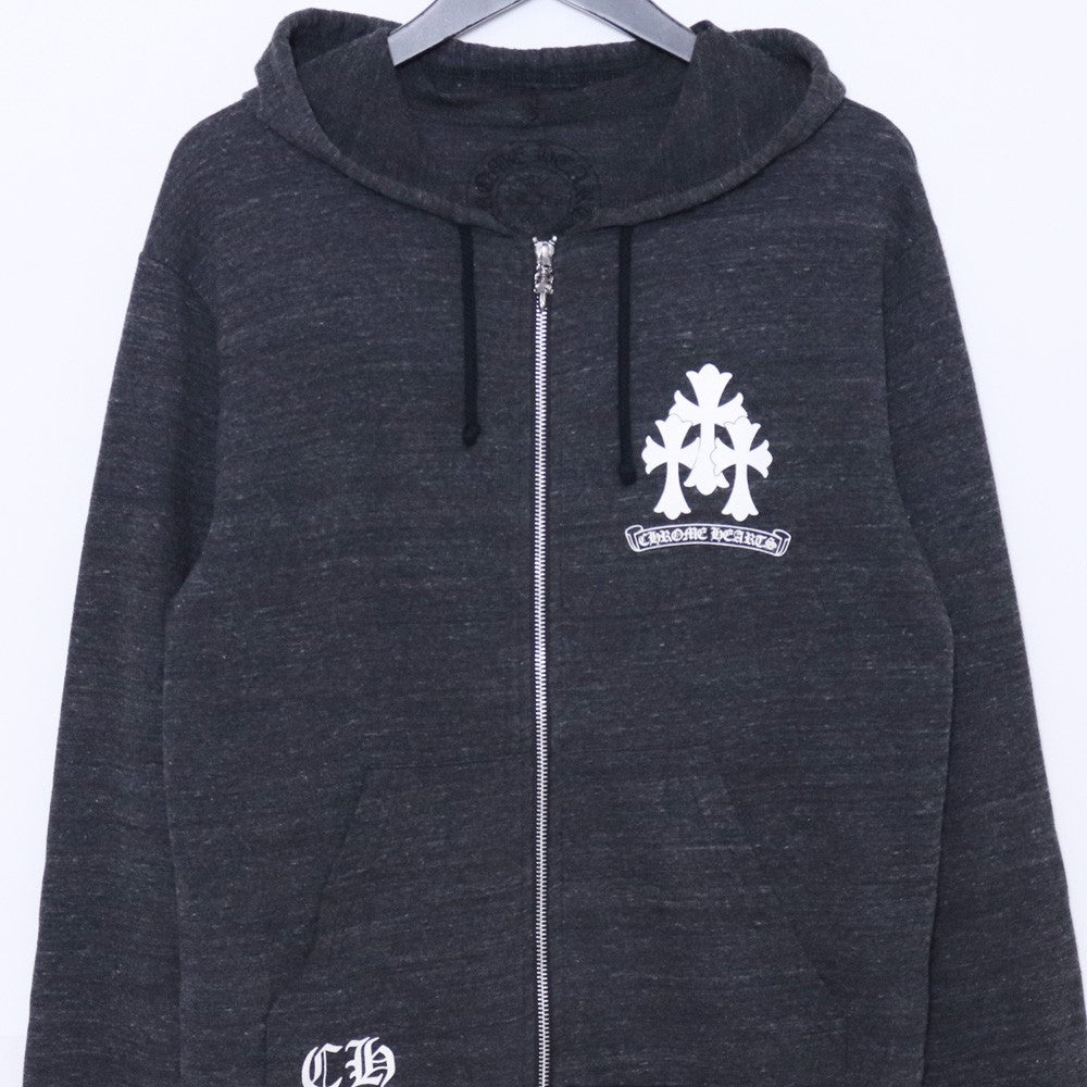 CHROME HEARTS Old Cemetery Cross Dagger Hoodie Gray Size S
