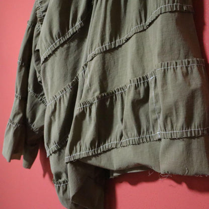 Y's Green Asymmetrical Stitch Wide Sarouel Pants Size 2