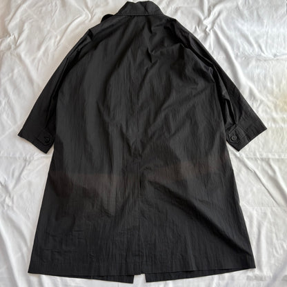 WINDCOAT 90s-00s Black Cotton/Nylon Overcoat Size L