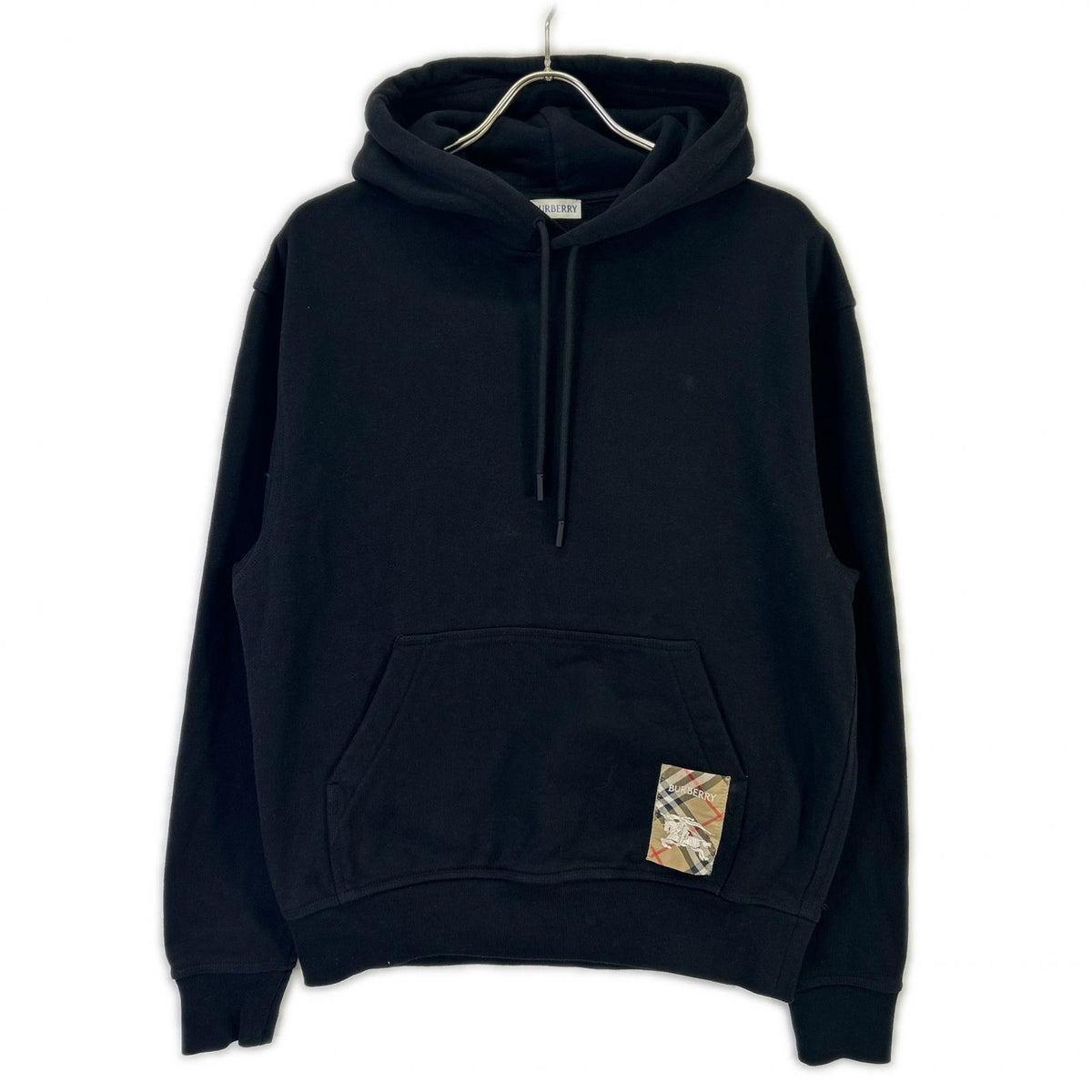 BURBERRY Logo Nova Check Label Hoodie Black Size M