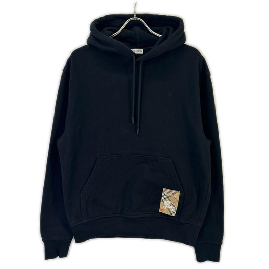 BURBERRY Logo Nova Check Label Hoodie Black Size M