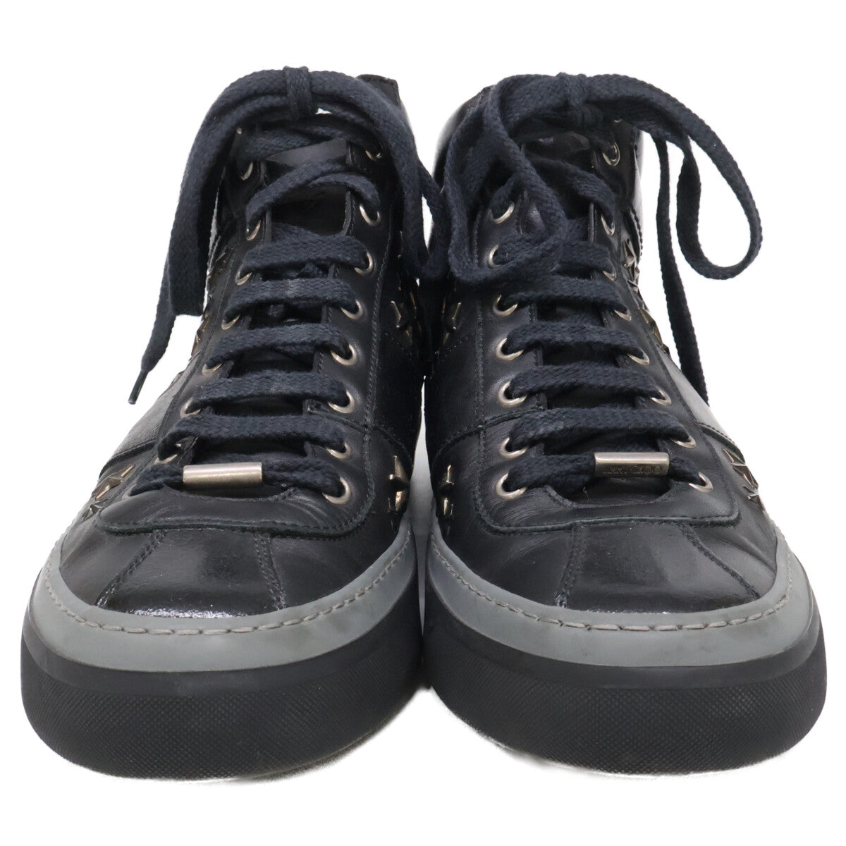 JIMMY CHOO Star Studded Leather Sneakers Black Size EU 40
