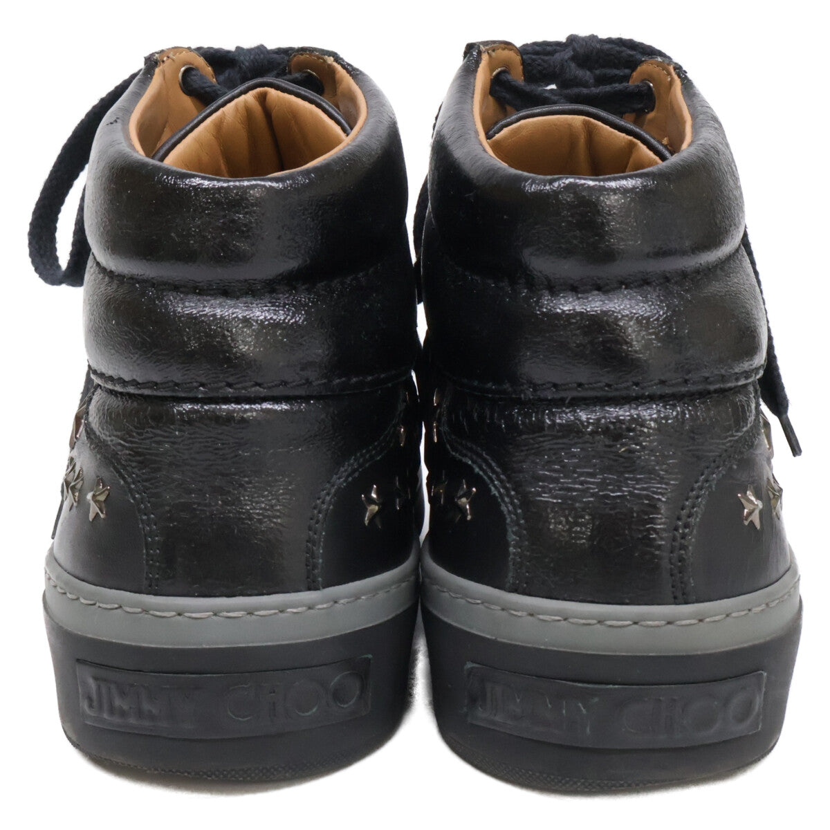 JIMMY CHOO Star Studded Leather Sneakers Black Size EU 40