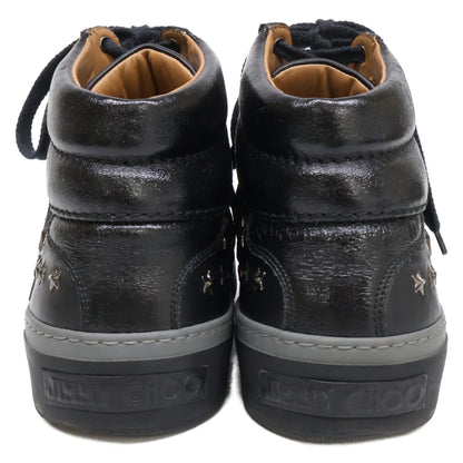 JIMMY CHOO Star Studded Leather Sneakers Black Size EU 40
