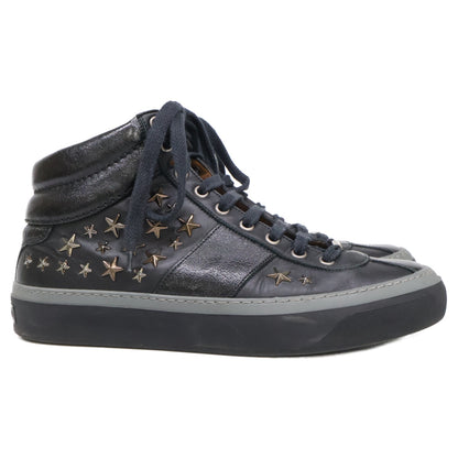 JIMMY CHOO Star Studded Leather Sneakers Black Size EU 40
