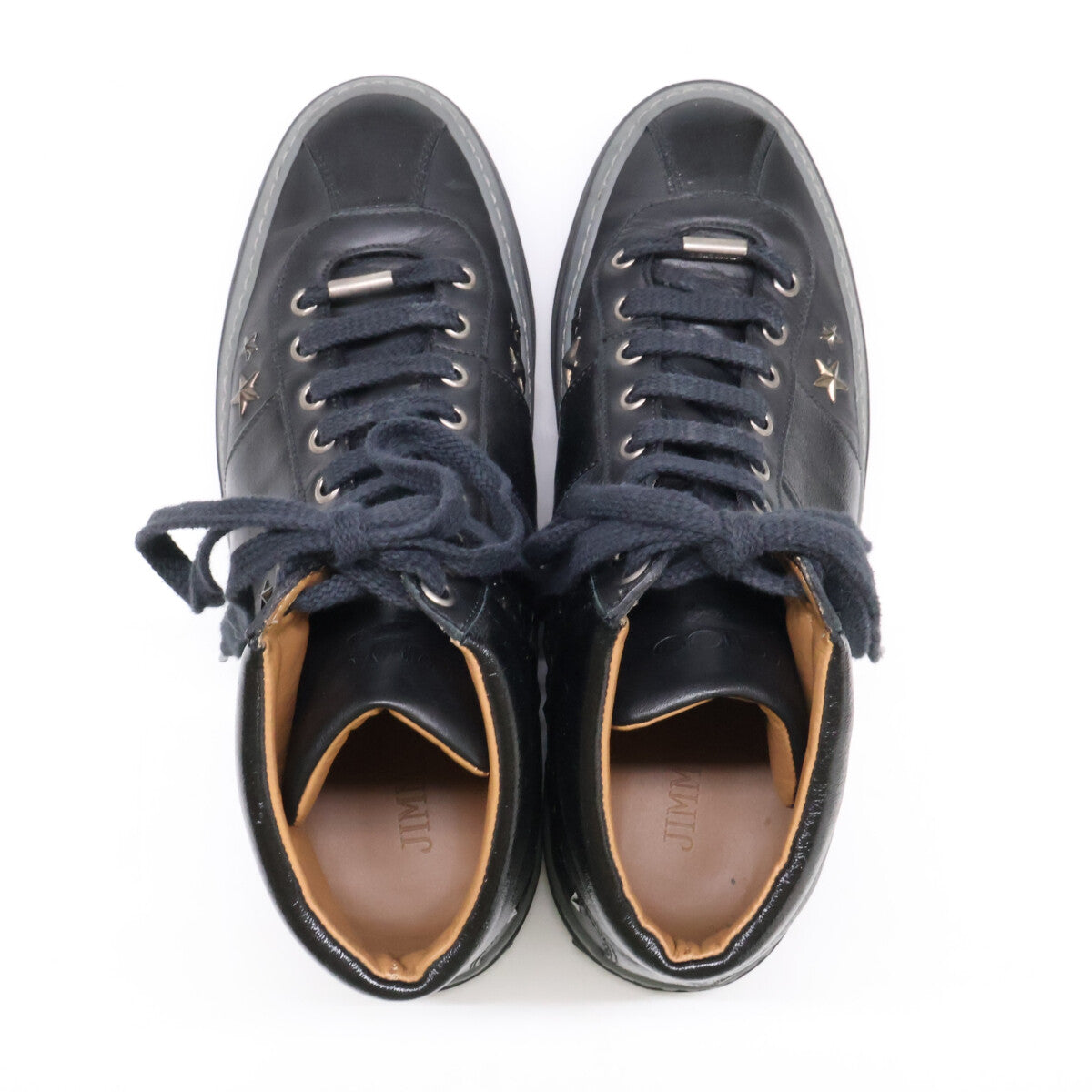 JIMMY CHOO Star Studded Leather Sneakers Black Size EU 40