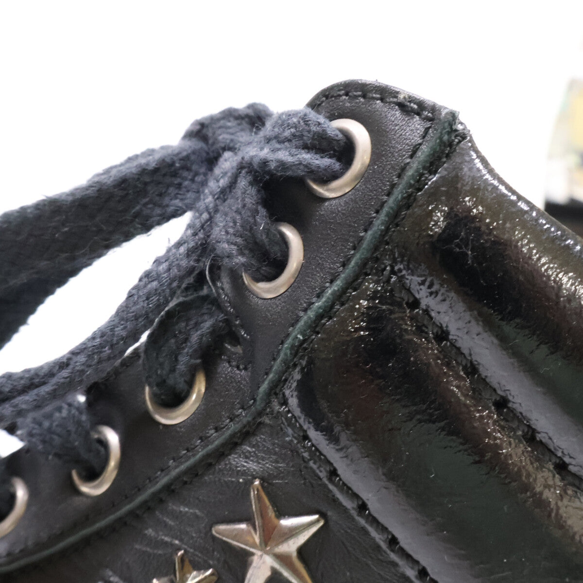 JIMMY CHOO Star Studded Leather Sneakers Black Size EU 40