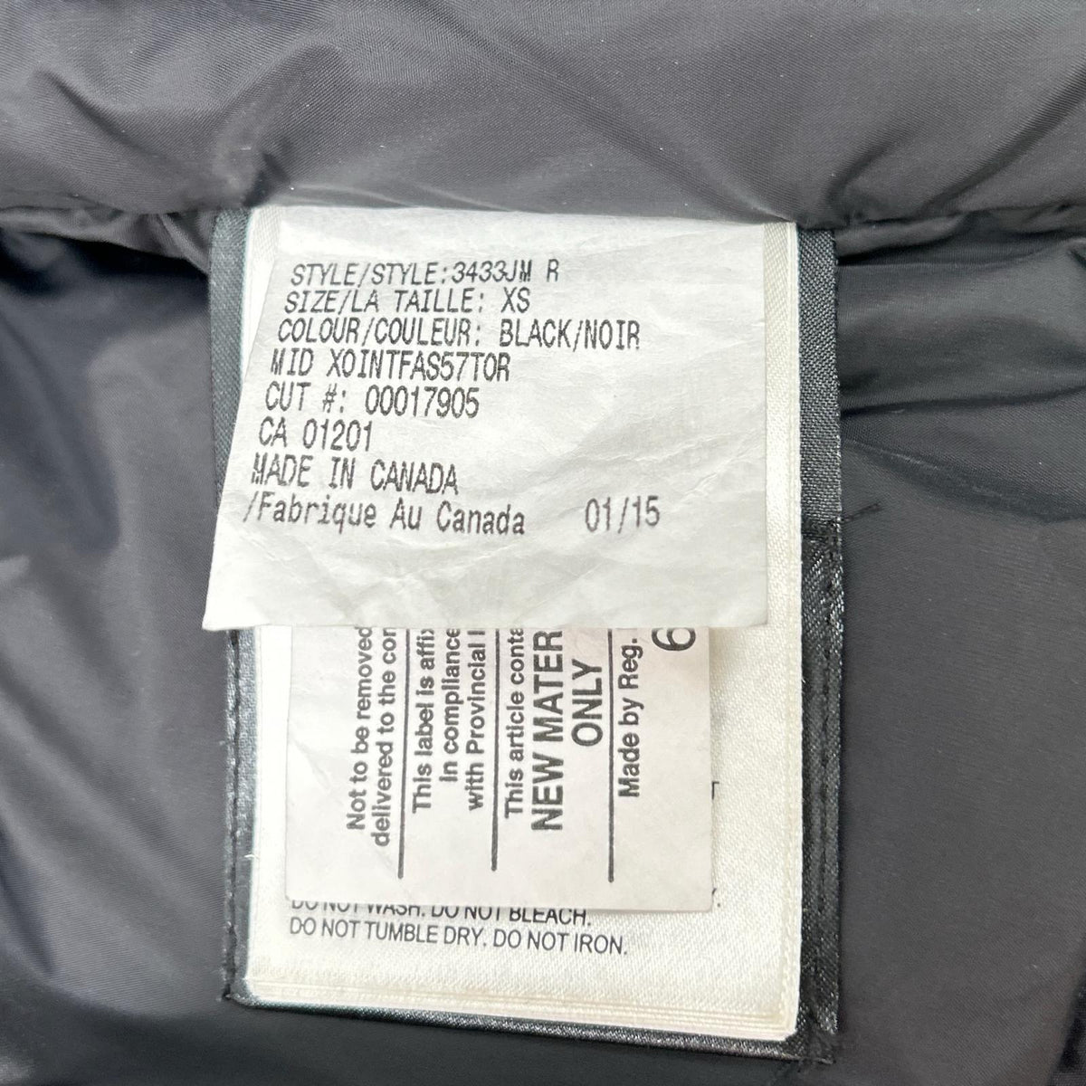 CANADA GOOSE Black Orford Down Jacket Size XS