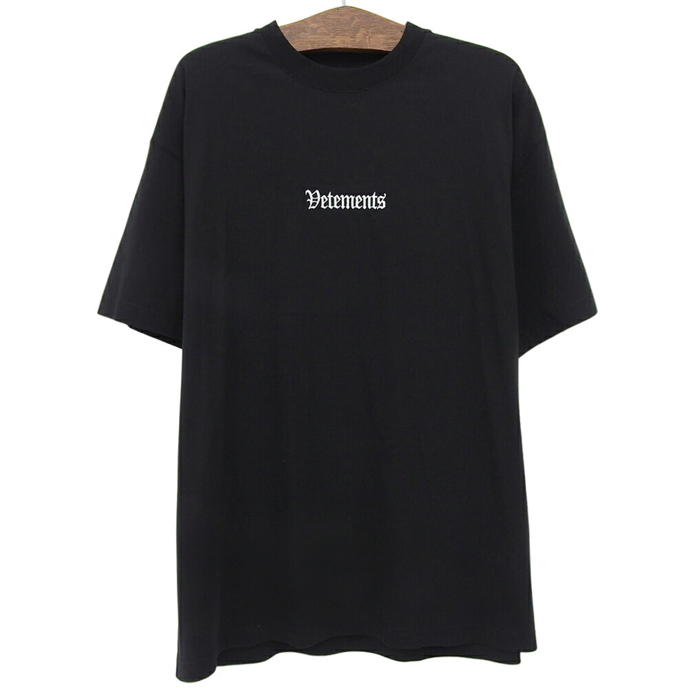 VETEMENTS 20AW Logo Embroidered T-Shirt Black Size L