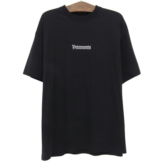 VETEMENTS 20AW Logo Embroidered T-Shirt Black Size L