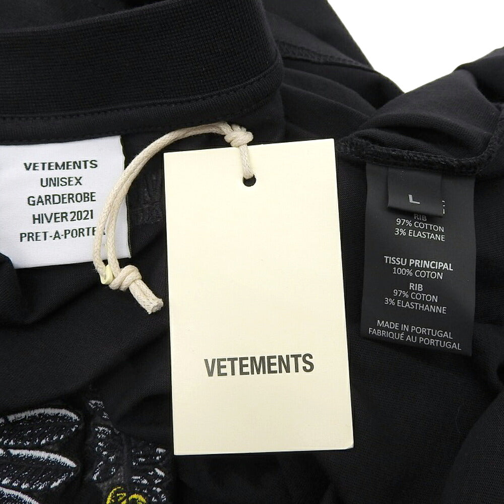 VETEMENTS 20AW Logo Embroidered T-Shirt Black Size L