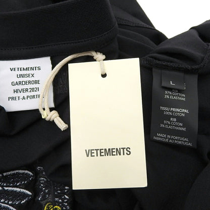 VETEMENTS 20AW Logo Embroidered T-Shirt Black Size L