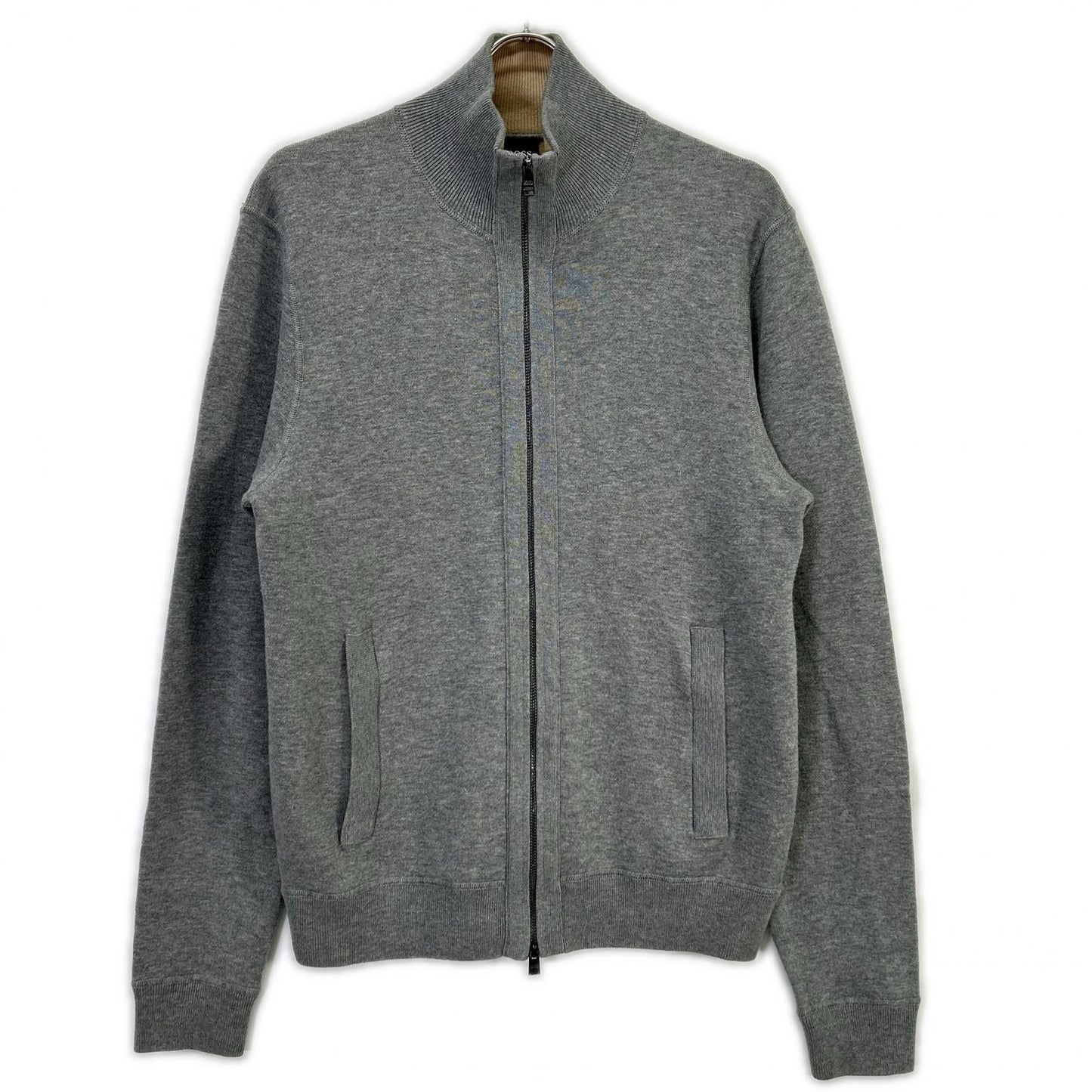 HUGOBOSS Cotton Zip-Up Cardigan Gray Size S