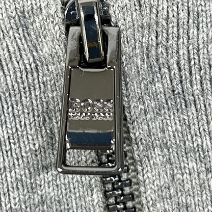 HUGOBOSS Cotton Zip-Up Cardigan Gray Size S