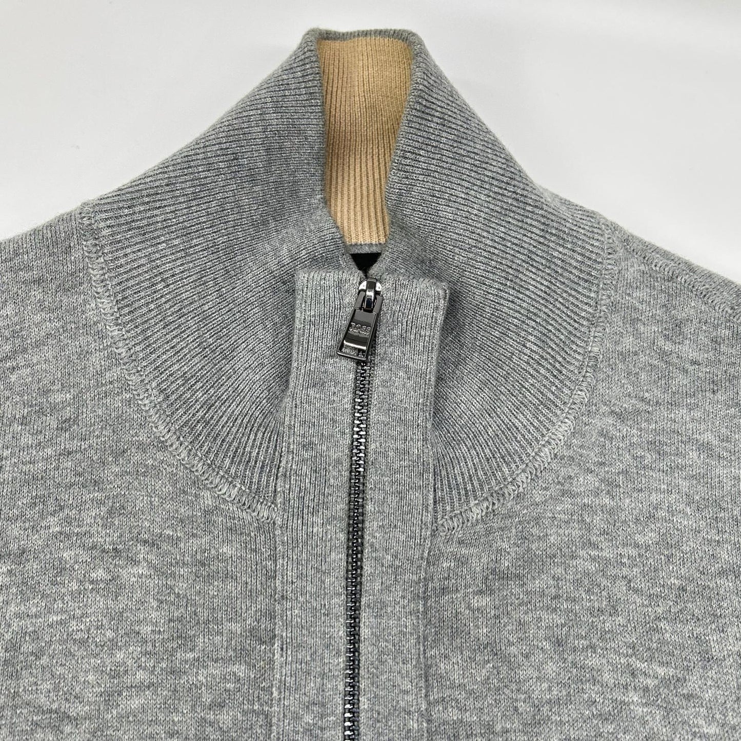 HUGOBOSS Cotton Zip-Up Cardigan Gray Size S