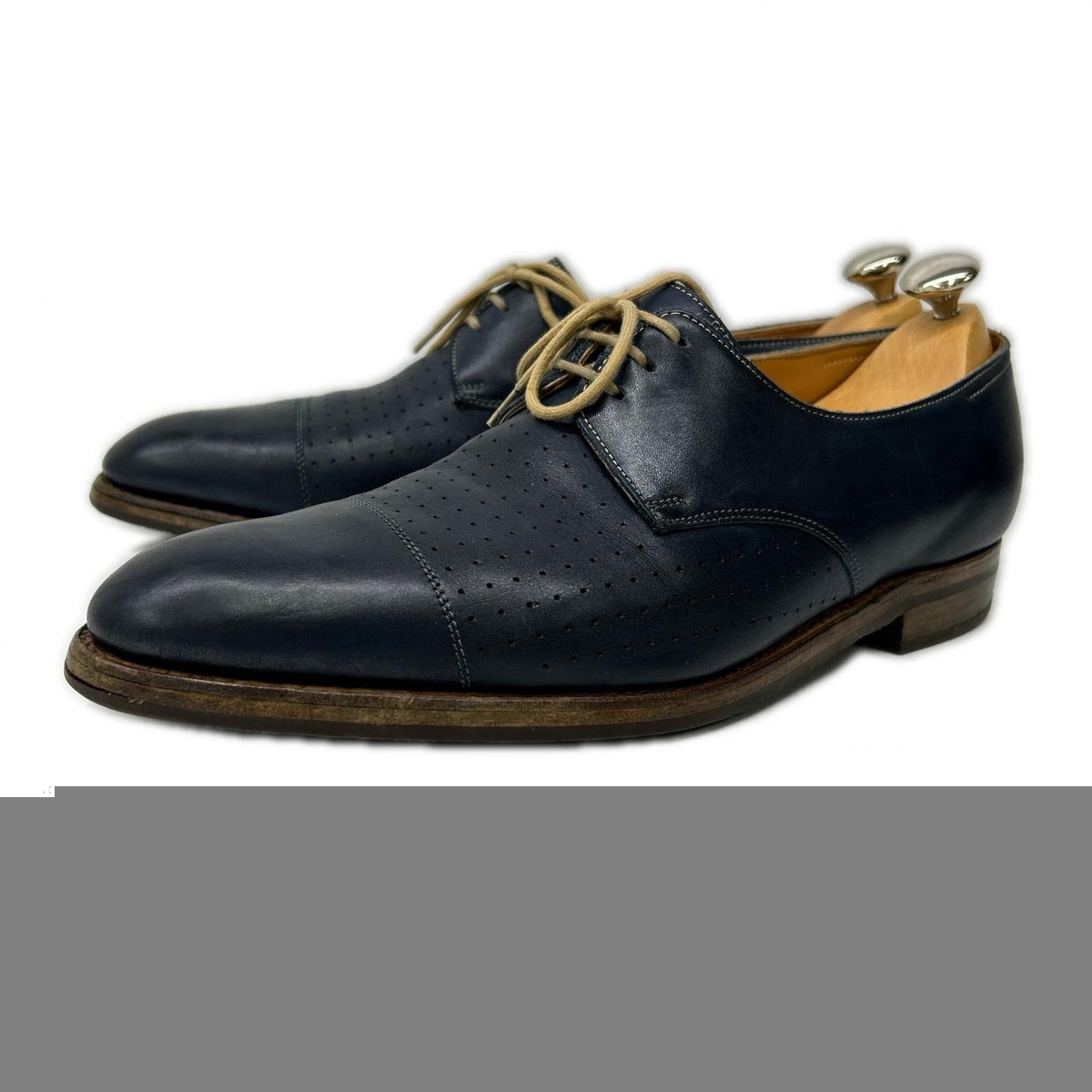 JOHNLOBB EVERDON Straight Tip Sneakers Navy Size 7