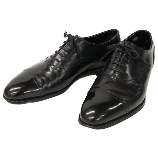 EDWARDGREEN Leather Punched Cap-Toe Shoes Black Size UK 8.5