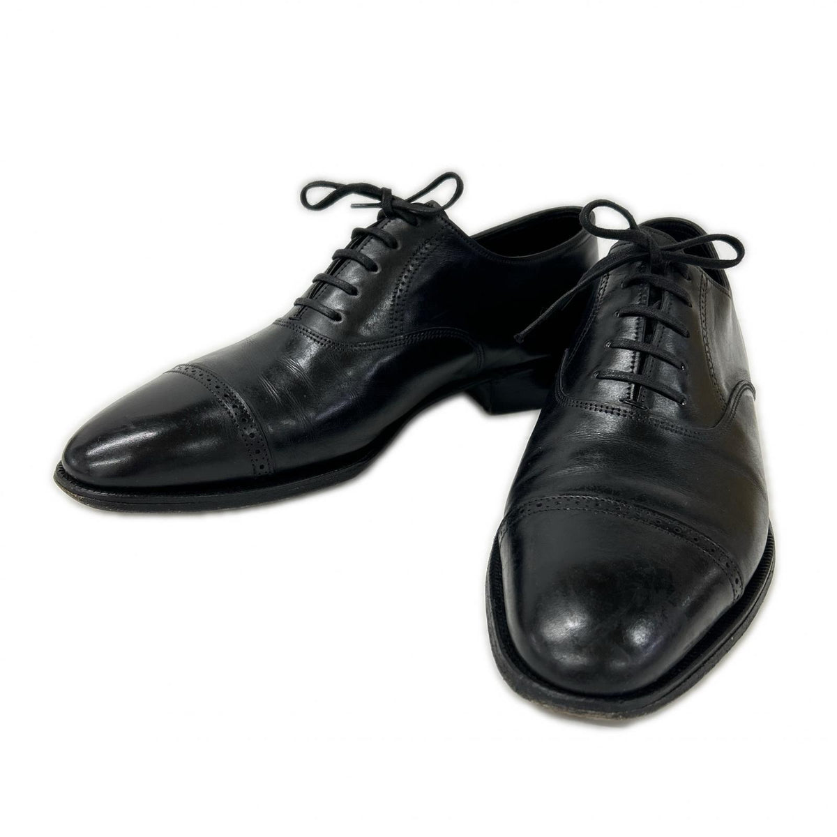 JOHNLOBB Philip II Leather Cap-toe Shoes Black Sneakers Size 7