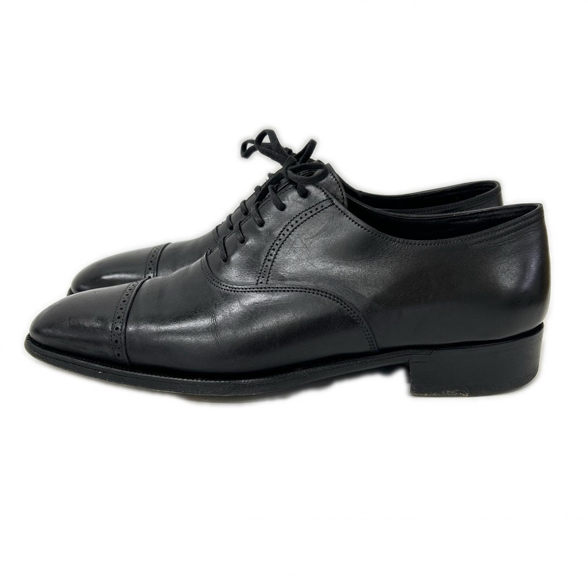 JOHNLOBB Philip II Leather Cap-toe Shoes Black Sneakers Size 7
