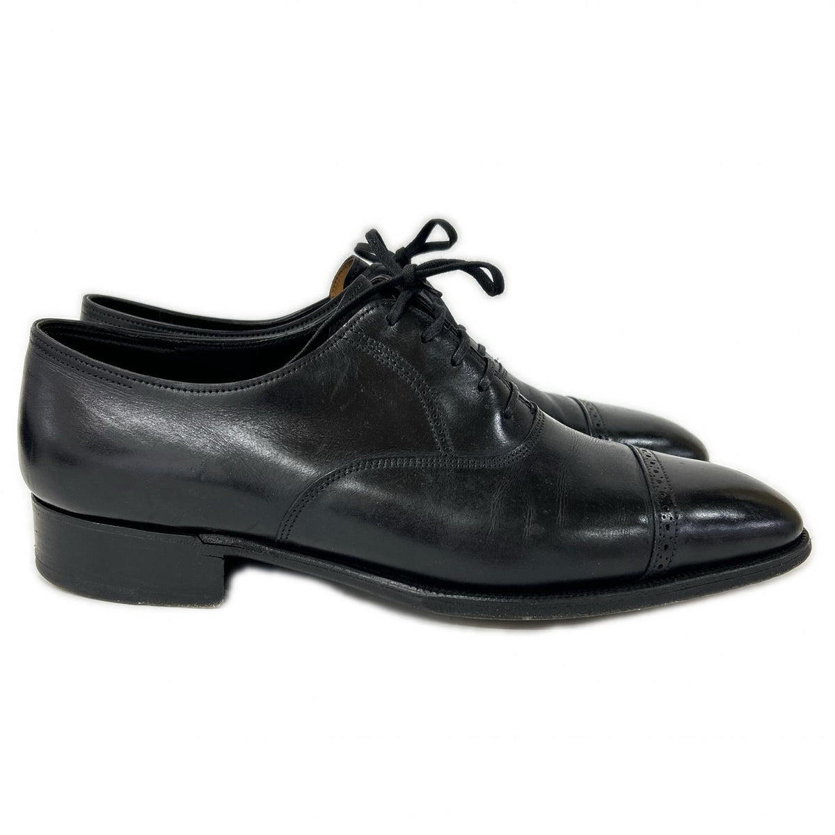 JOHNLOBB Philip II Leather Cap-toe Shoes Black Sneakers Size 7