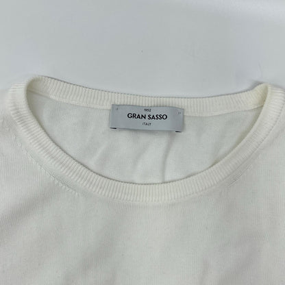 GRAN SASSO 12G Soft Cotton Crewneck Knit White Size 54