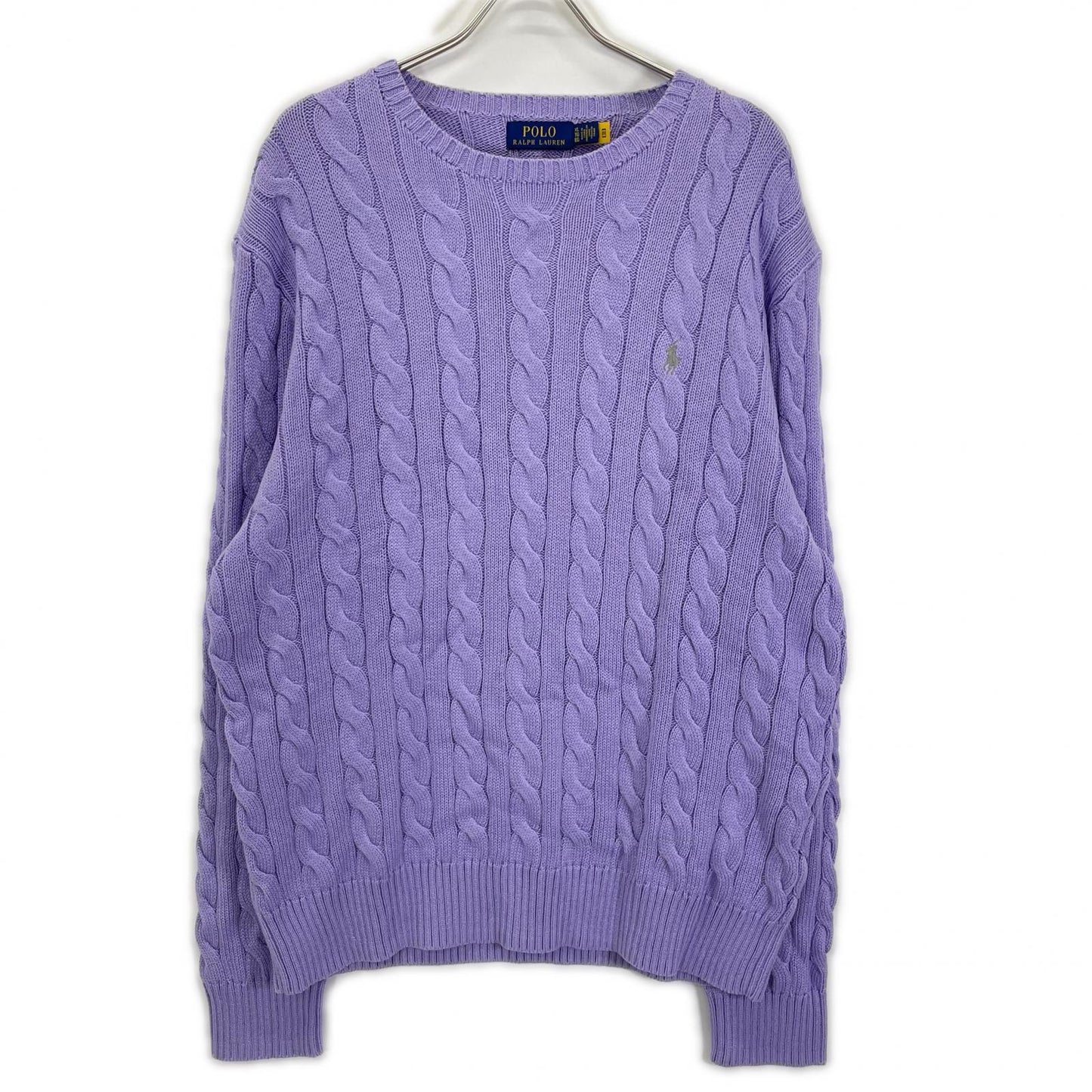 POLObyRalphLauren Cotton Cable Knit Sweater Purple Polo Size XL