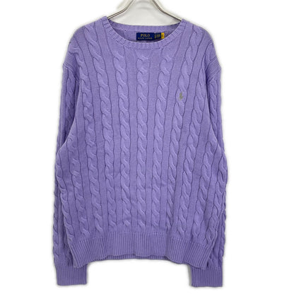 POLObyRalphLauren Cotton Cable Knit Sweater Purple Polo Size XL