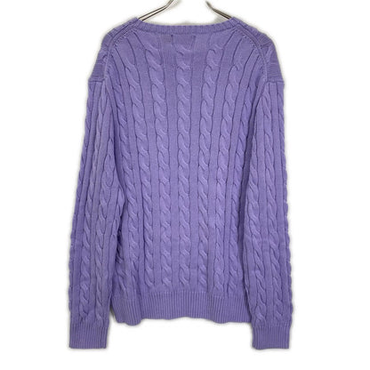 POLObyRalphLauren Cotton Cable Knit Sweater Purple Polo Size XL