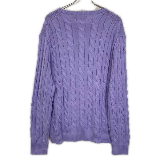 POLObyRalphLauren Cotton Cable Knit Sweater Purple Polo Size XL