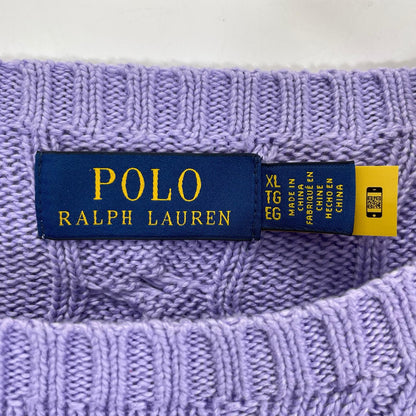 POLObyRalphLauren Cotton Cable Knit Sweater Purple Polo Size XL