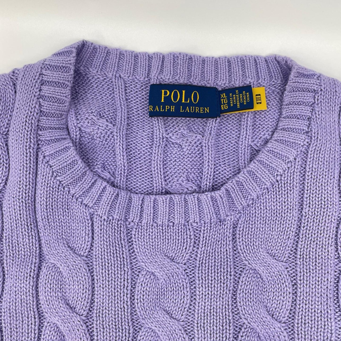 POLObyRalphLauren Cotton Cable Knit Sweater Purple Polo Size XL
