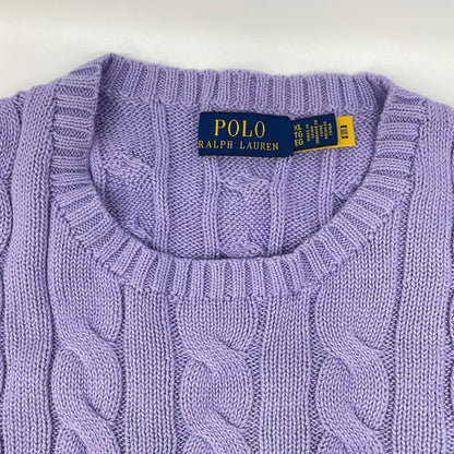 POLObyRalphLauren Cotton Cable Knit Sweater Purple Polo Size XL