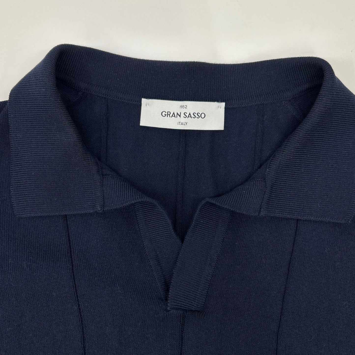 GRAN SASSO Navy Cotton Skipper S/S Knit Size 54