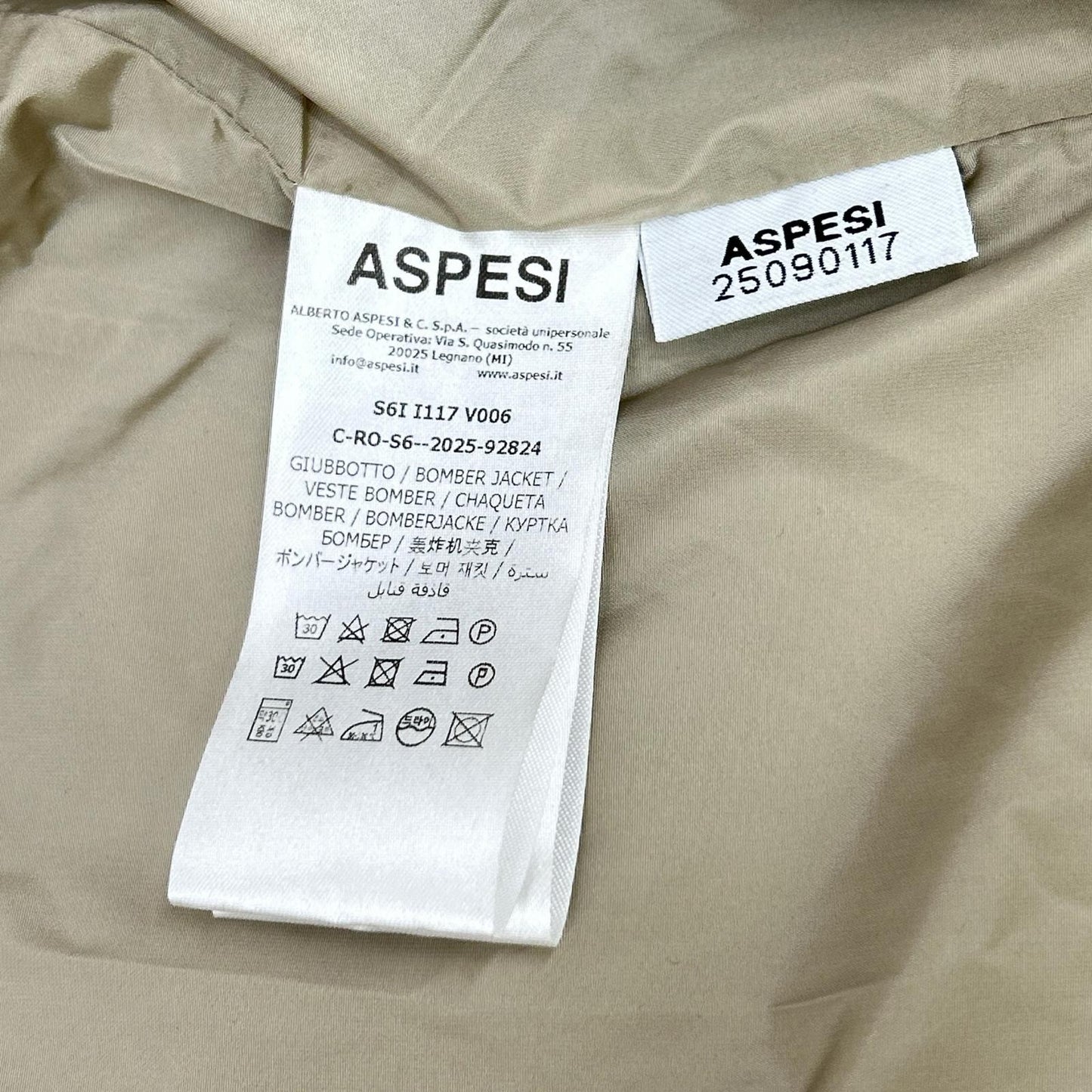ASPESI Beige Nylon Mini Field Jacket Size XXL