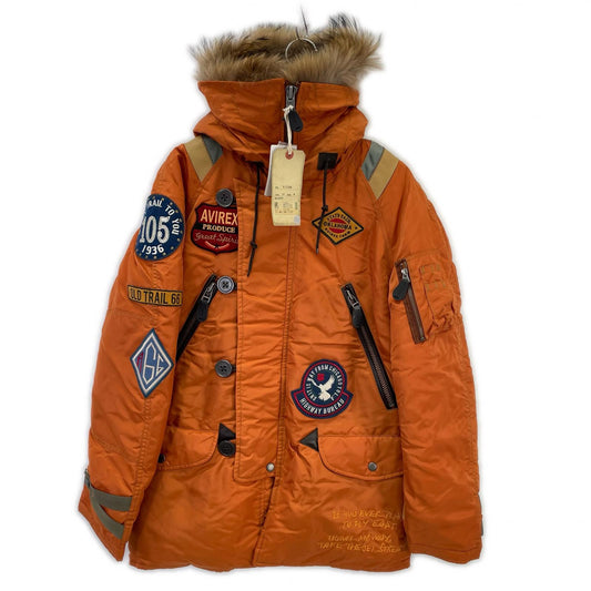 AVIREX Orange Nylon N-3B Wappen Flight Jacket Size L