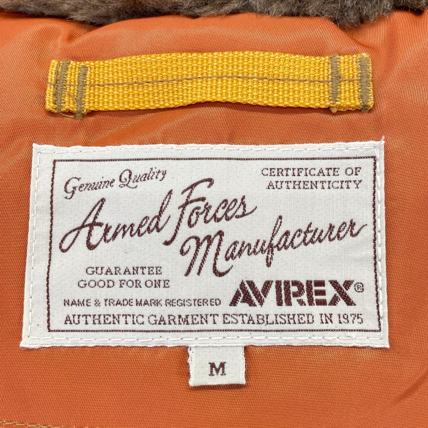AVIREX Orange Nylon N-3B Wappen Flight Jacket Size L