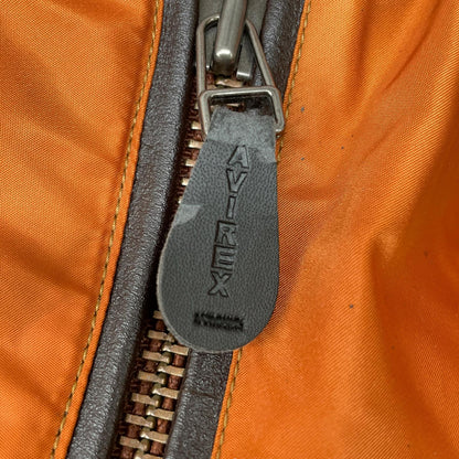 AVIREX Orange Nylon N-3B Wappen Flight Jacket Size L