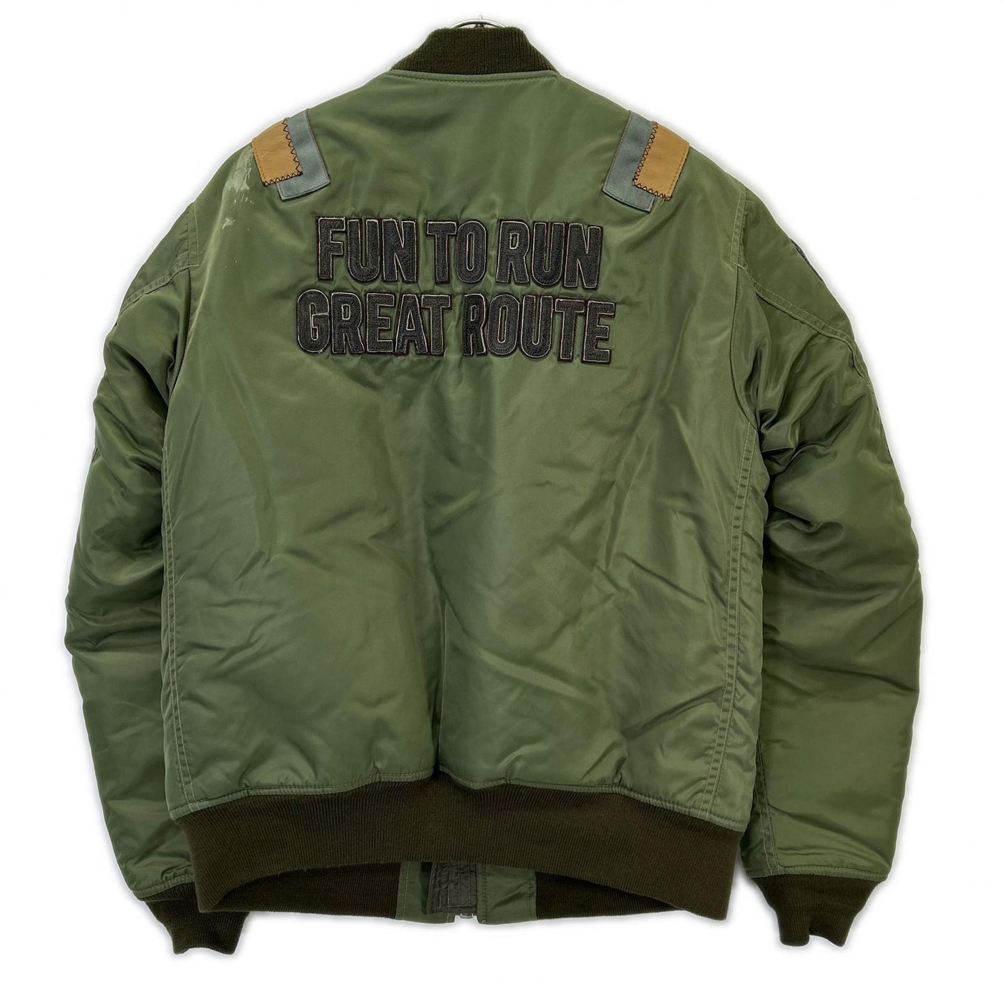AVIREX Khaki Nylon MA-1 Wappen Modified Bomber Jacket Size M