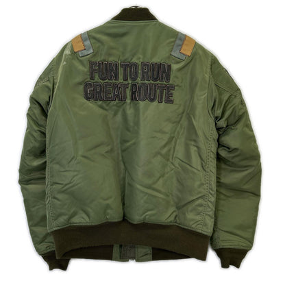 AVIREX Khaki Nylon MA-1 Wappen Modified Bomber Jacket Size M
