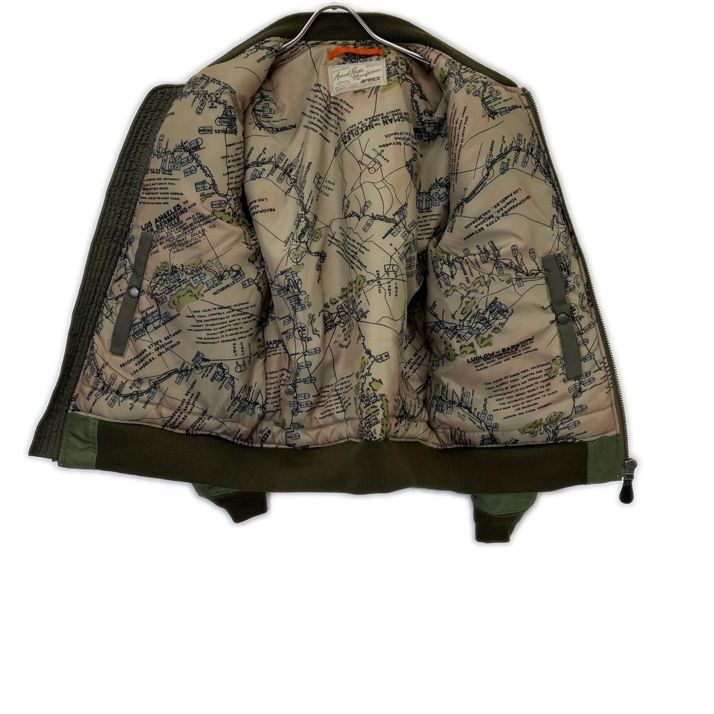 AVIREX Khaki Nylon MA-1 Wappen Modified Bomber Jacket Size M